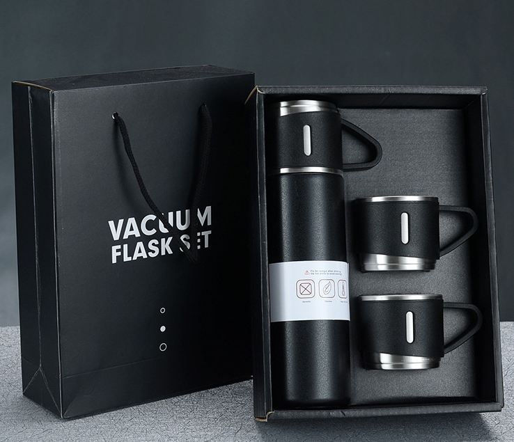 Bình Giữ Nhiệt kèm 2 Ly Vacum Flask 500ml Inox Cao, Màu ngẫu nhiên Cấp