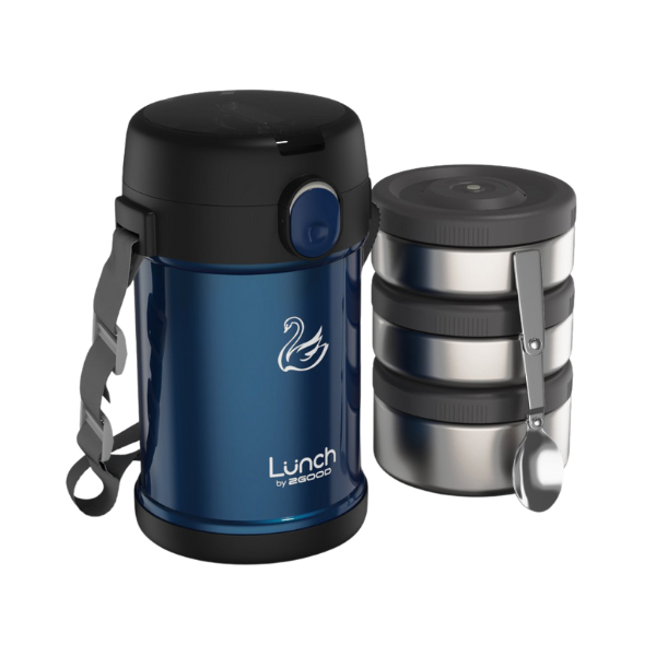 Bộ Hộp Cơm Giữ Nhiệt 2GOOD Lunch Box HC01 (2000ml) - Kèm Muỗng và Đũa Inox 304 ( Xanh đậm )