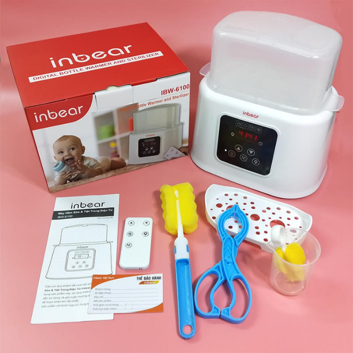 Máy Hâm Sữa Và Tiệt Trùng Bình Sữa Điện Tử 6 Chức Năng Inbear  IBW-6100