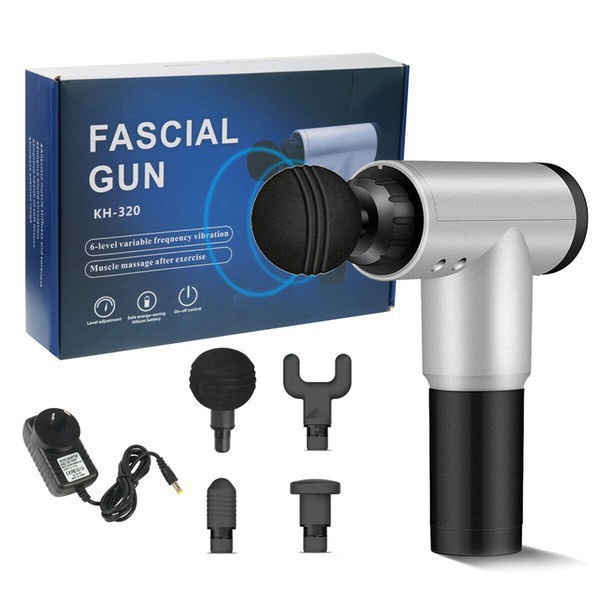 Máy Massage Cầm Tay Fascial Gun KS 320, 4 Đầu 6 Chế Độ - Súng Massage Toàn Thân