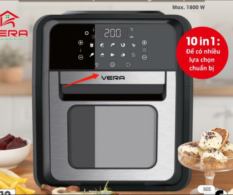 Nồi chiên không dầu Vera dung tích 12L thương hiệu Hàn Quốc - Bảo hành chính hãng 12 tháng